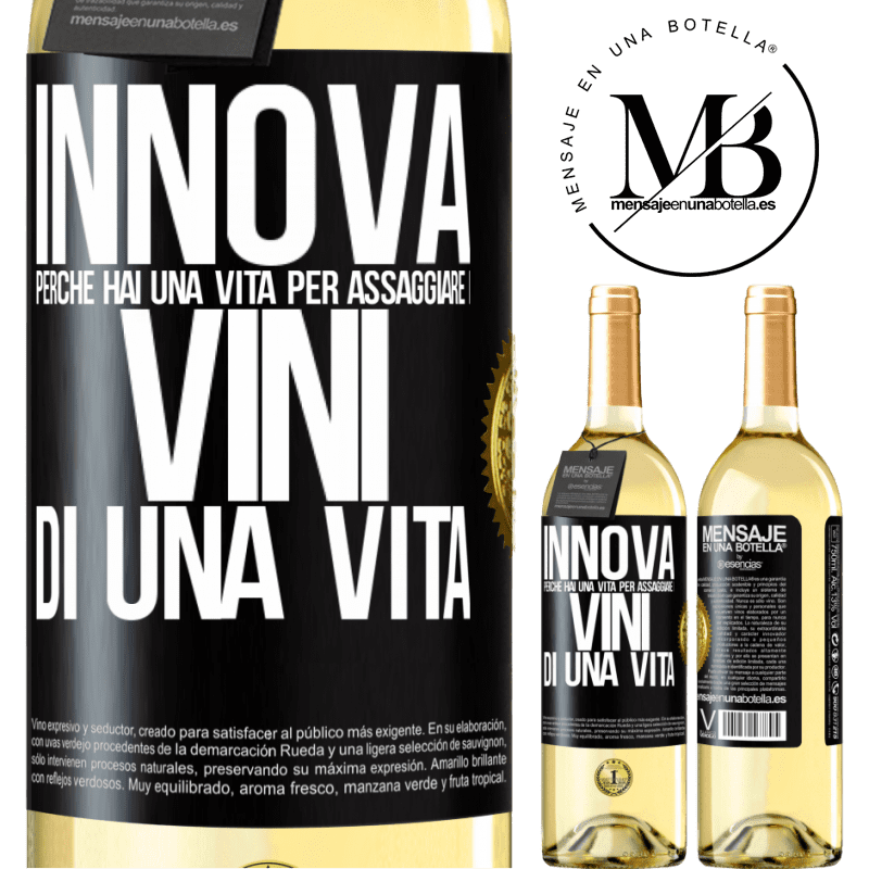 29,95 € Spedizione Gratuita | Vino bianco Edizione WHITE Innova, perché hai una vita per assaggiare i vini di una vita Etichetta Nera. Etichetta personalizzabile Vino giovane Raccogliere 2025 Verdejo
