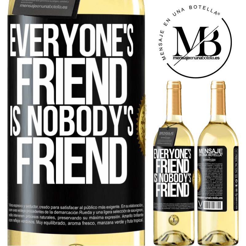 29,95 € Free Shipping | White Wine WHITE Edition Everyone's friend is nobody's friend Black Label. Customizable label Young wine Harvest 2022 Verdejo