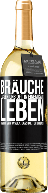 29,95 € | Weißwein WHITE Ausgabe Bräuche lassen uns oft in einem Käfig leben, obwohl wir wissen, dass die Tür offen ist Schwarzes Etikett. Anpassbares Etikett Junger Wein Ernte 2024 Verdejo