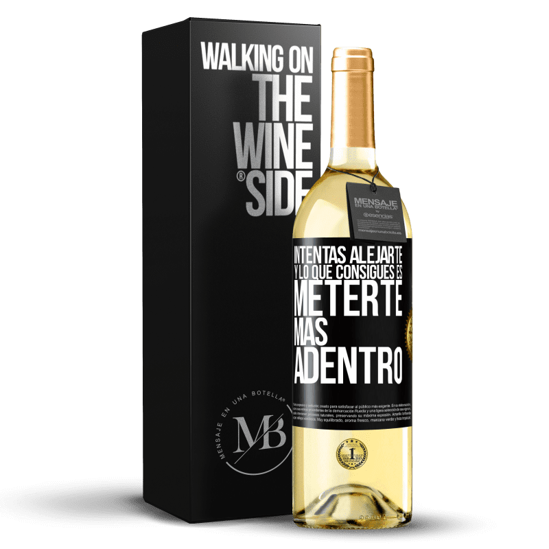 29,95 € Envío gratis | Vino Blanco Edición WHITE Intentas alejarte y lo que consigues es meterte más adentro Etiqueta Negra. Etiqueta personalizable Vino joven Cosecha 2024 Verdejo