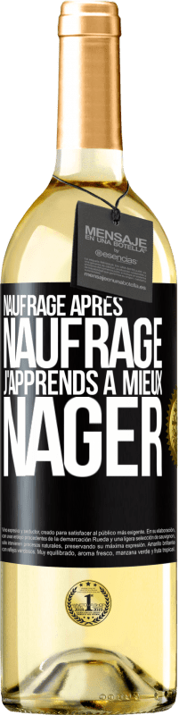 29,95 € Envoi gratuit | Vin blanc Édition WHITE Naufrage après naufrage, j'apprends à mieux nager Étiquette Noire. Étiquette personnalisable Vin jeune Récolte 2025 Verdejo