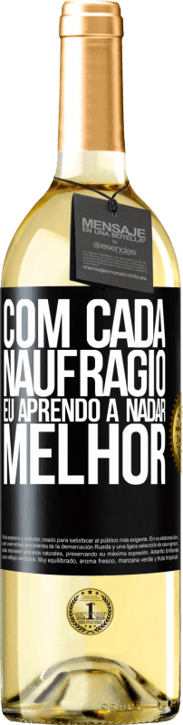 29,95 € | Vinho branco Edição WHITE Com cada naufrágio eu aprendo a nadar melhor Etiqueta Preta. Etiqueta personalizável Vinho jovem Colheita 2024 Verdejo