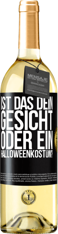 29,95 € Kostenloser Versand | Weißwein WHITE Ausgabe Ist das dein Gesicht oder ein Halloweenkostüm? Schwarzes Etikett. Anpassbares Etikett Junger Wein Ernte 2024 Verdejo