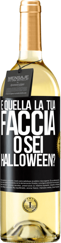 29,95 € Spedizione Gratuita | Vino bianco Edizione WHITE è quella la tua faccia o sei Halloween? Etichetta Nera. Etichetta personalizzabile Vino giovane Raccogliere 2025 Verdejo