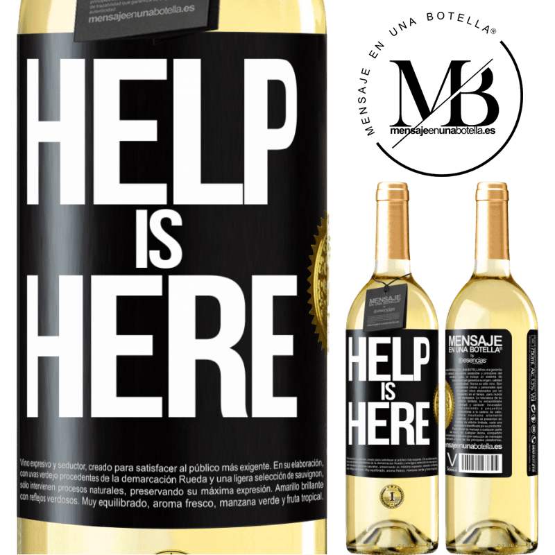 29,95 € Envío gratis | Vino Blanco Edición WHITE Help is Here Etiqueta Negra. Etiqueta personalizable Vino joven Cosecha 2024 Verdejo