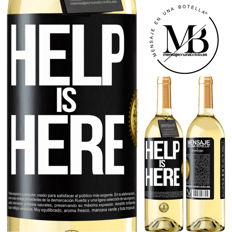 29,95 € Spedizione Gratuita | Vino bianco Edizione WHITE Help is Here Etichetta Nera. Etichetta personalizzabile Vino giovane Raccogliere 2024 Verdejo