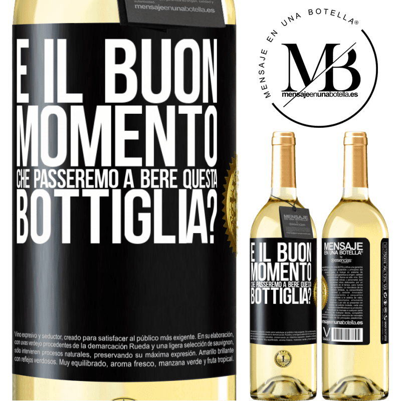 29,95 € Spedizione Gratuita | Vino bianco Edizione WHITE e il buon momento che passeremo a bere questa bottiglia? Etichetta Nera. Etichetta personalizzabile Vino giovane Raccogliere 2024 Verdejo