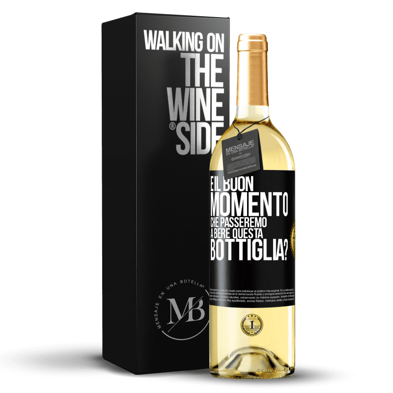 29,95 € Spedizione Gratuita | Vino bianco Edizione WHITE e il buon momento che passeremo a bere questa bottiglia? Etichetta Nera. Etichetta personalizzabile Vino giovane Raccogliere 2024 Verdejo