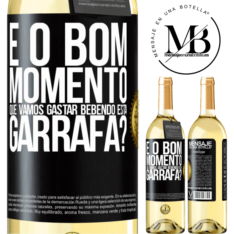 29,95 € Envio grátis | Vinho branco Edição WHITE e o bom momento que vamos gastar bebendo esta garrafa? Etiqueta Preta. Etiqueta personalizável Vinho jovem Colheita 2024 Verdejo