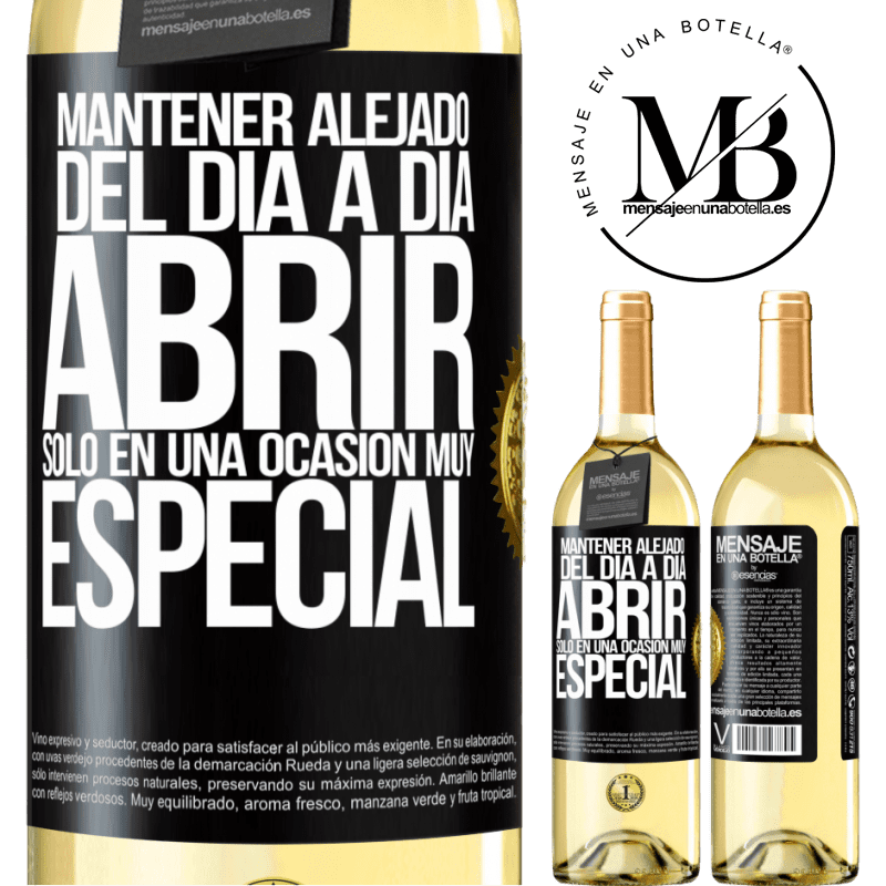 29,95 € Envío gratis | Vino Blanco Edición WHITE Mantener alejado del día a día. Abrir sólo en una ocasión muy especial Etiqueta Negra. Etiqueta personalizable Vino joven Cosecha 2024 Verdejo