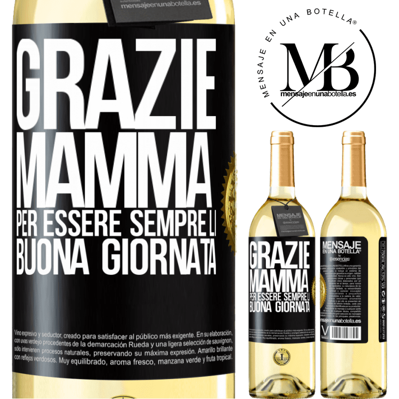 29,95 € Spedizione Gratuita | Vino bianco Edizione WHITE Grazie mamma, per essere sempre lì. Buona giornata Etichetta Nera. Etichetta personalizzabile Vino giovane Raccogliere 2025 Verdejo