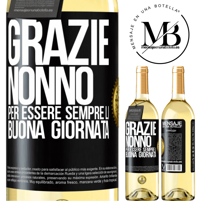 29,95 € Spedizione Gratuita | Vino bianco Edizione WHITE Grazie nonno, per essere sempre lì. Buona giornata Etichetta Nera. Etichetta personalizzabile Vino giovane Raccogliere 2023 Verdejo