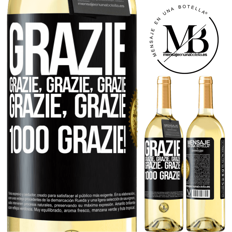 29,95 € Spedizione Gratuita | Vino bianco Edizione WHITE Grazie, grazie, grazie, grazie, grazie, grazie 1000 Grazie! Etichetta Nera. Etichetta personalizzabile Vino giovane Raccogliere 2023 Verdejo