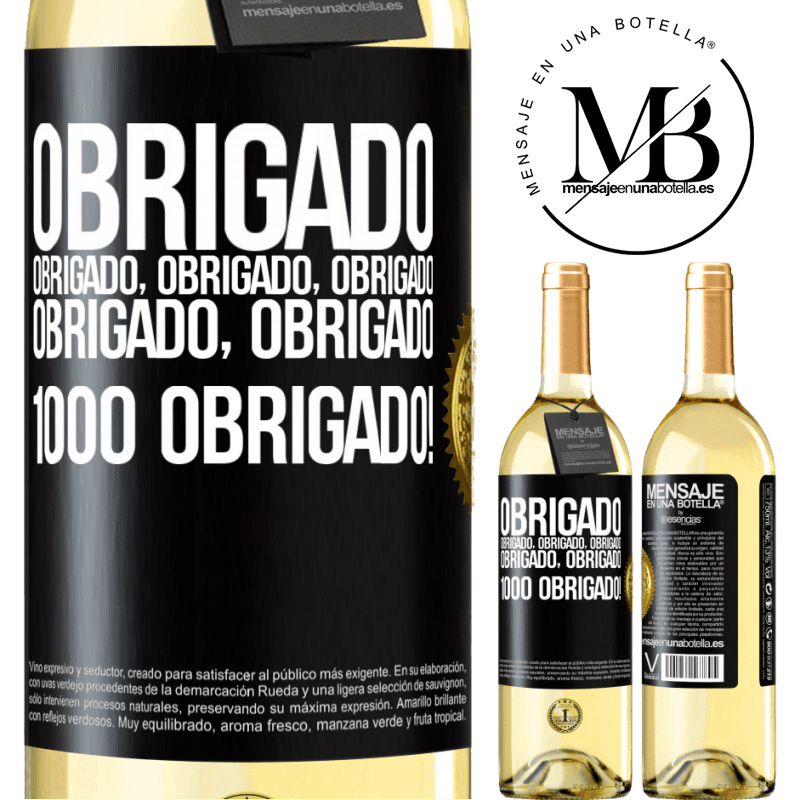 29,95 € Envio grátis | Vinho branco Edição WHITE Obrigado, obrigado, obrigado, obrigado, obrigado, obrigado 1000 obrigado! Etiqueta Preta. Etiqueta personalizável Vinho jovem Colheita 2023 Verdejo