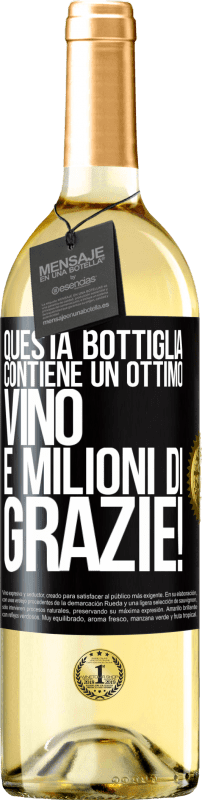 29,95 € | Vino bianco Edizione WHITE Questa bottiglia contiene un ottimo vino e milioni di GRAZIE! Etichetta Nera. Etichetta personalizzabile Vino giovane Raccogliere 2023 Verdejo