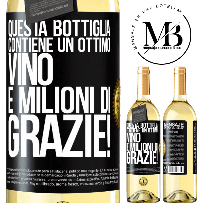 29,95 € Spedizione Gratuita | Vino bianco Edizione WHITE Questa bottiglia contiene un ottimo vino e milioni di GRAZIE! Etichetta Nera. Etichetta personalizzabile Vino giovane Raccogliere 2025 Verdejo