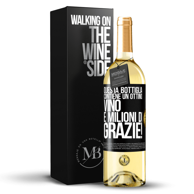 29,95 € Spedizione Gratuita | Vino bianco Edizione WHITE Questa bottiglia contiene un ottimo vino e milioni di GRAZIE! Etichetta Nera. Etichetta personalizzabile Vino giovane Raccogliere 2023 Verdejo