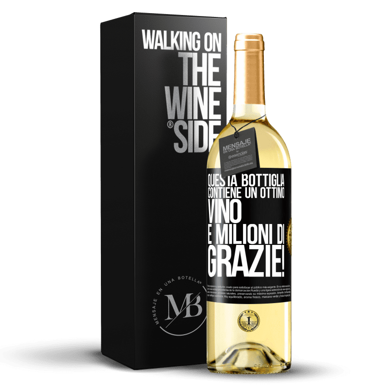 29,95 € Spedizione Gratuita | Vino bianco Edizione WHITE Questa bottiglia contiene un ottimo vino e milioni di GRAZIE! Etichetta Nera. Etichetta personalizzabile Vino giovane Raccogliere 2025 Verdejo