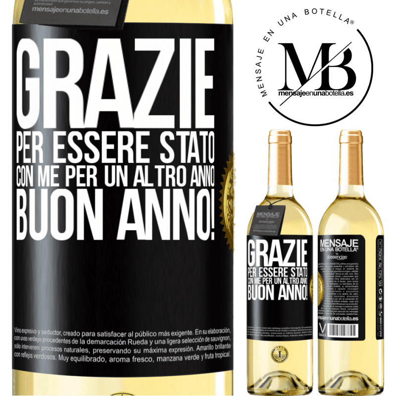 29,95 € Spedizione Gratuita | Vino bianco Edizione WHITE Grazie per essere stato con me per un altro anno. Buon anno! Etichetta Nera. Etichetta personalizzabile Vino giovane Raccogliere 2024 Verdejo