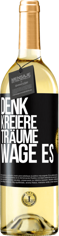 29,95 € Kostenloser Versand | Weißwein WHITE Ausgabe Denk. Kreiere. Träume. Wage es Schwarzes Etikett. Anpassbares Etikett Junger Wein Ernte 2024 Verdejo