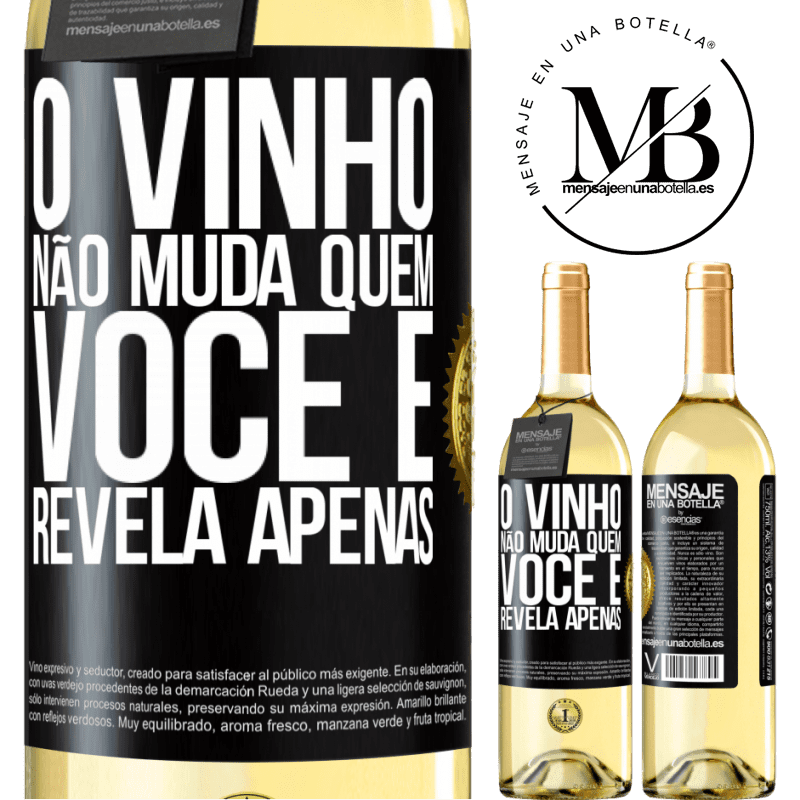 29,95 € Envio grátis | Vinho branco Edição WHITE O vinho não muda quem você é. Revela apenas Etiqueta Preta. Etiqueta personalizável Vinho jovem Colheita 2023 Verdejo