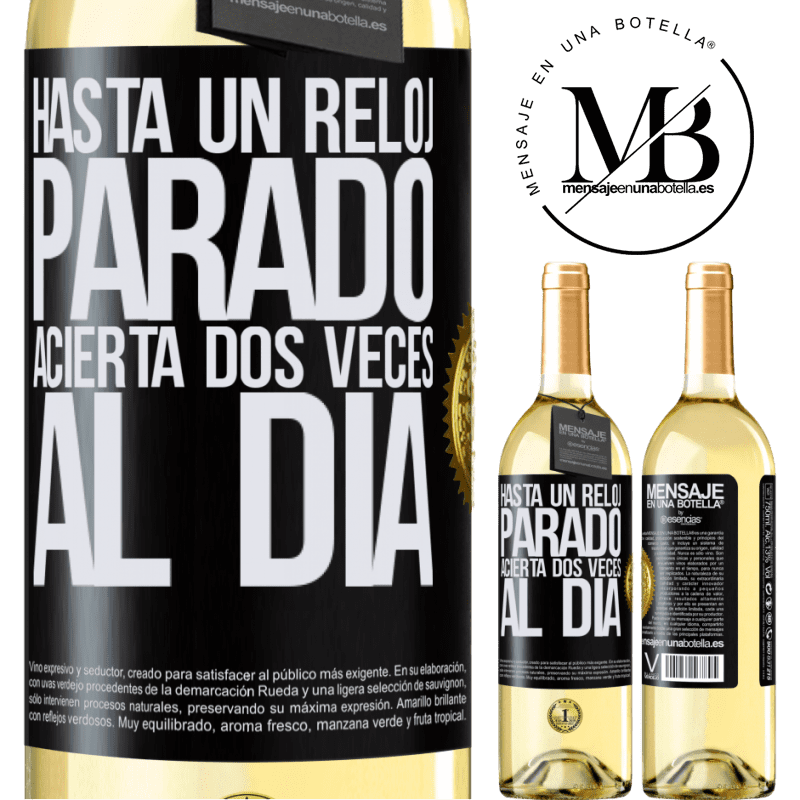 29,95 € Envío gratis | Vino Blanco Edición WHITE Hasta un reloj parado acierta dos veces al día Etiqueta Negra. Etiqueta personalizable Vino joven Cosecha 2023 Verdejo