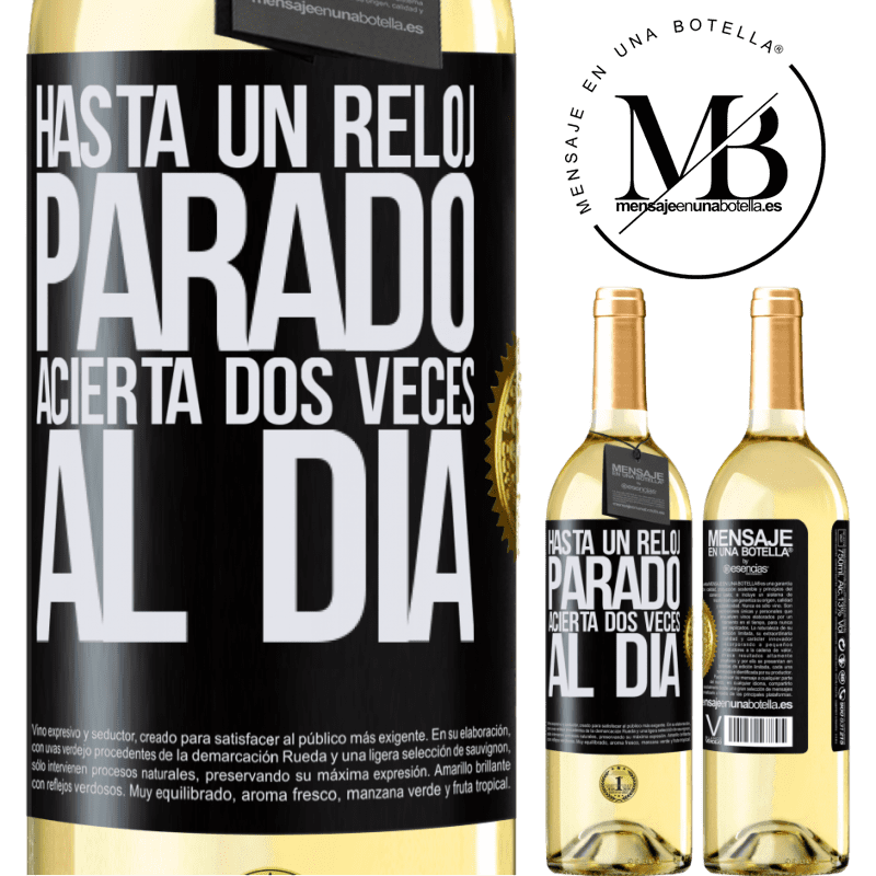 29,95 € Envío gratis | Vino Blanco Edición WHITE Hasta un reloj parado acierta dos veces al día Etiqueta Negra. Etiqueta personalizable Vino joven Cosecha 2025 Verdejo