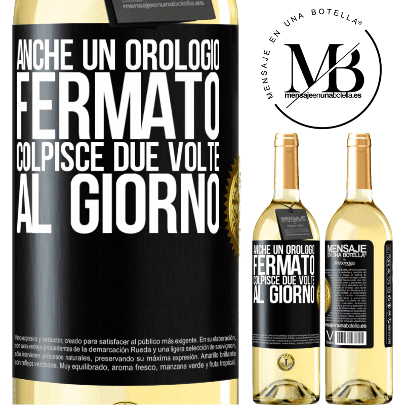 29,95 € Spedizione Gratuita | Vino bianco Edizione WHITE Anche un orologio fermato colpisce due volte al giorno Etichetta Nera. Etichetta personalizzabile Vino giovane Raccogliere 2023 Verdejo