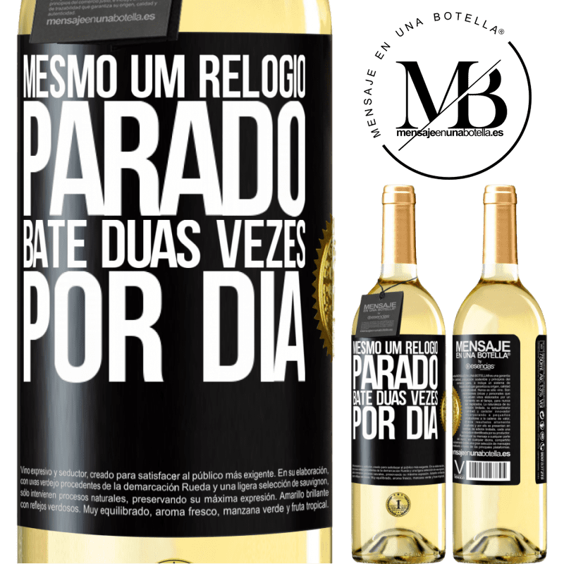 29,95 € Envio grátis | Vinho branco Edição WHITE Mesmo um relógio parado bate duas vezes por dia Etiqueta Preta. Etiqueta personalizável Vinho jovem Colheita 2023 Verdejo