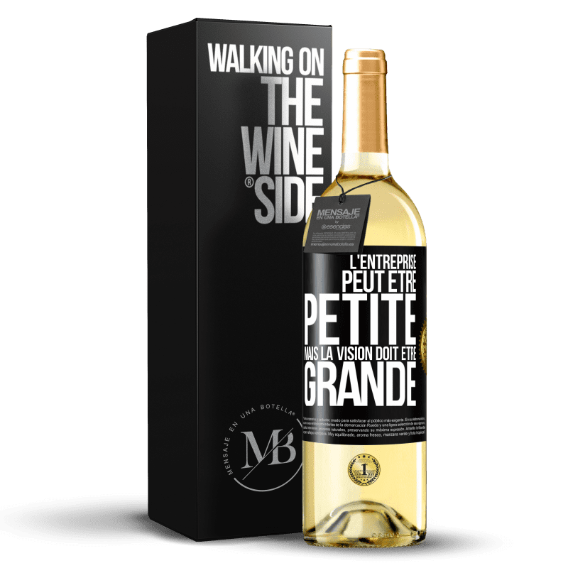 29,95 € Envoi gratuit | Vin blanc Édition WHITE L'entreprise peut être petite mais la vision doit être grande Étiquette Noire. Étiquette personnalisable Vin jeune Récolte 2023 Verdejo