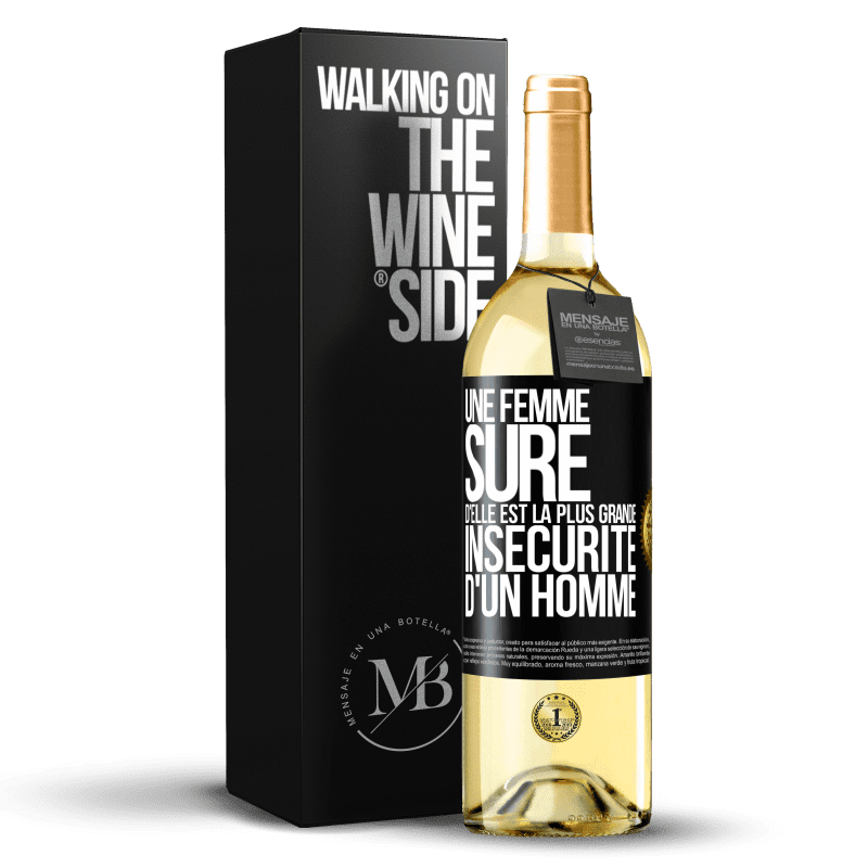 29,95 € Envoi gratuit | Vin blanc Édition WHITE Une femme sûre d'elle est la plus grande insécurité d'un homme Étiquette Noire. Étiquette personnalisable Vin jeune Récolte 2024 Verdejo