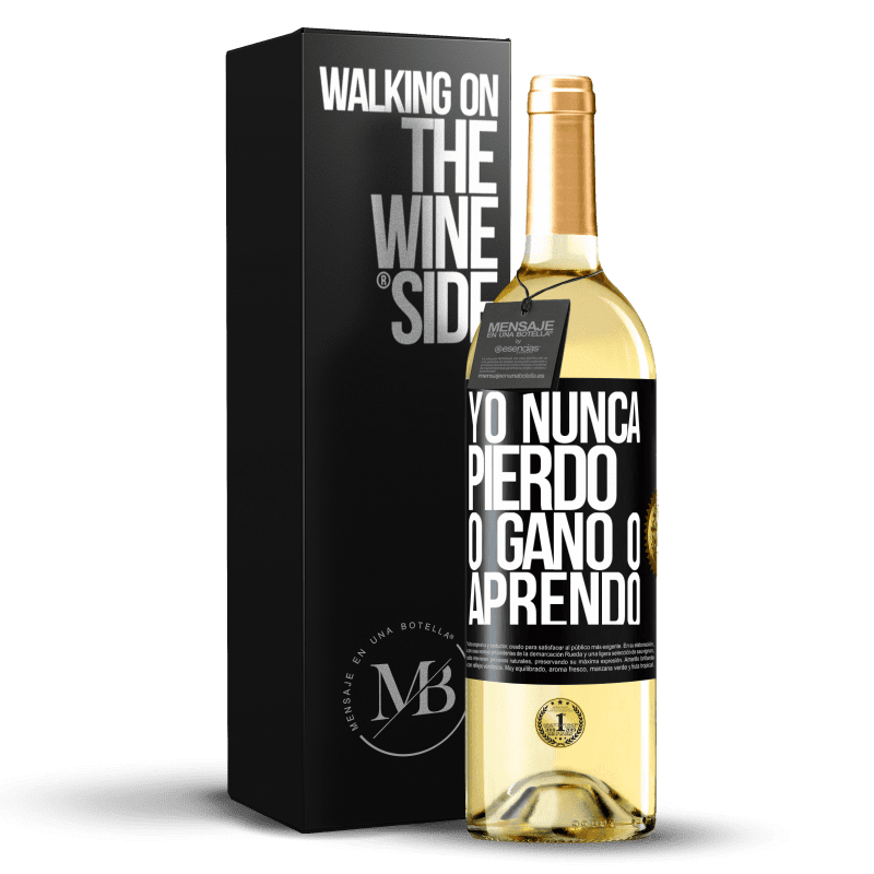 29,95 € Envío gratis | Vino Blanco Edición WHITE Yo nunca pierdo. O gano o aprendo Etiqueta Negra. Etiqueta personalizable Vino joven Cosecha 2024 Verdejo