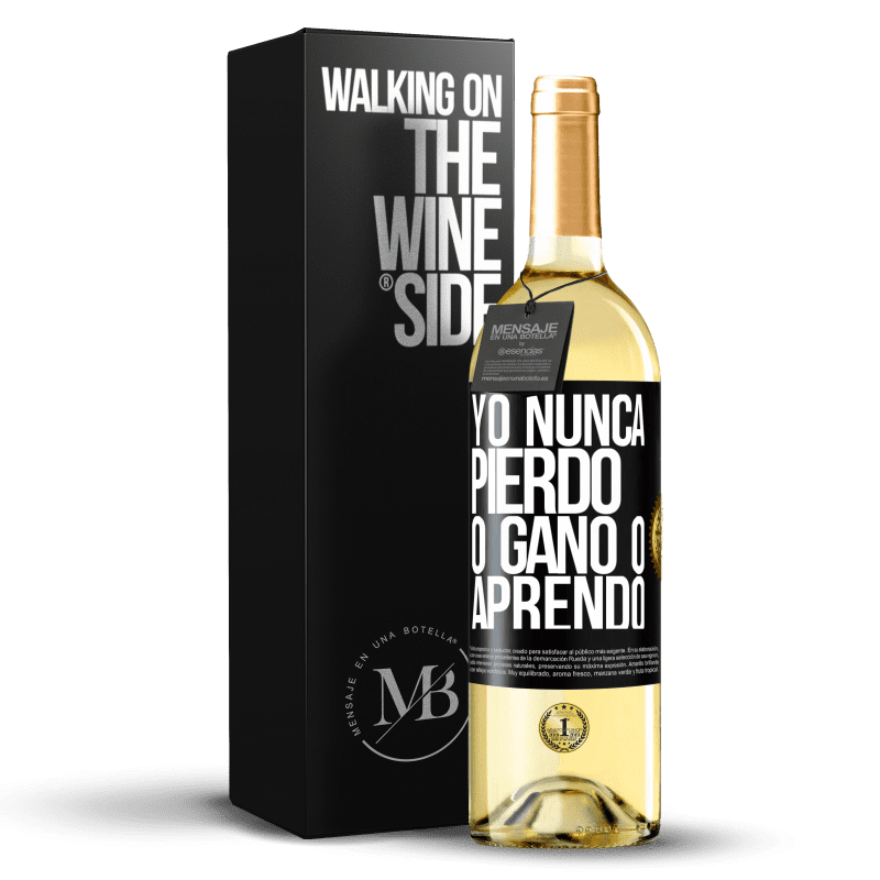 29,95 € Envío gratis | Vino Blanco Edición WHITE Yo nunca pierdo. O gano o aprendo Etiqueta Negra. Etiqueta personalizable Vino joven Cosecha 2025 Verdejo