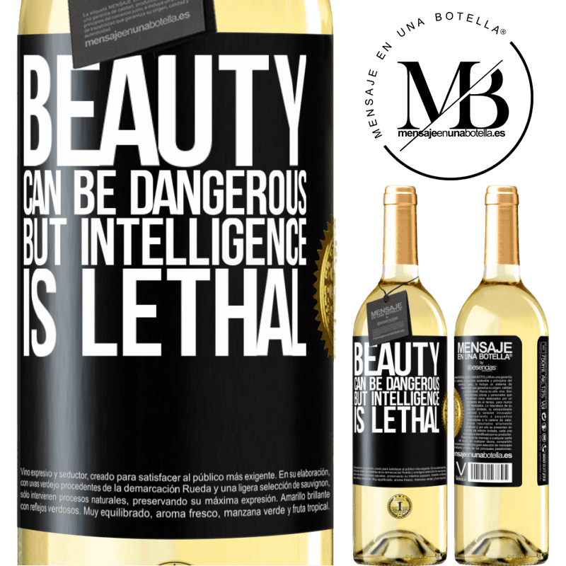 29,95 € Free Shipping | White Wine WHITE Edition Beauty can be dangerous, but intelligence is lethal Black Label. Customizable label Young wine Harvest 2024 Verdejo