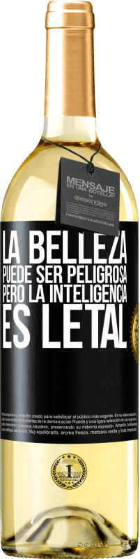 29,95 € | Vino Blanco Edición WHITE La belleza puede ser peligrosa, pero la inteligencia es letal Etiqueta Negra. Etiqueta personalizable Vino joven Cosecha 2023 Verdejo