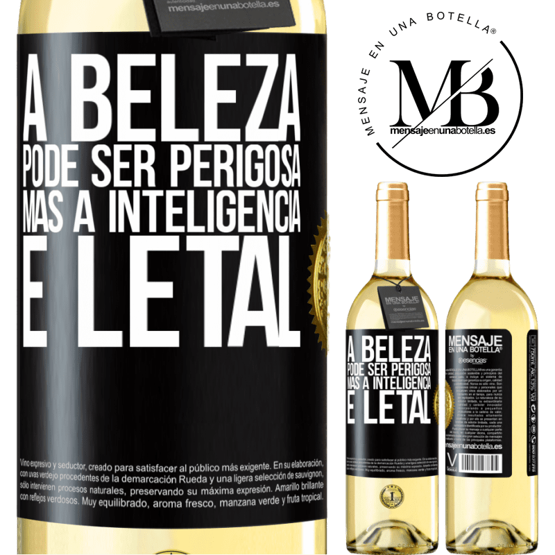 29,95 € Envio grátis | Vinho branco Edição WHITE A beleza pode ser perigosa, mas a inteligência é letal Etiqueta Preta. Etiqueta personalizável Vinho jovem Colheita 2024 Verdejo