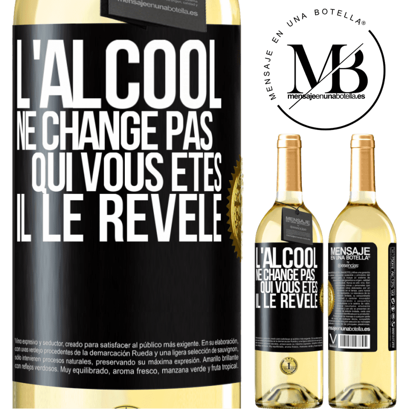 29,95 € Envoi gratuit | Vin blanc Édition WHITE L'alcool ne change pas qui vous êtes. Il le révèle Étiquette Noire. Étiquette personnalisable Vin jeune Récolte 2025 Verdejo
