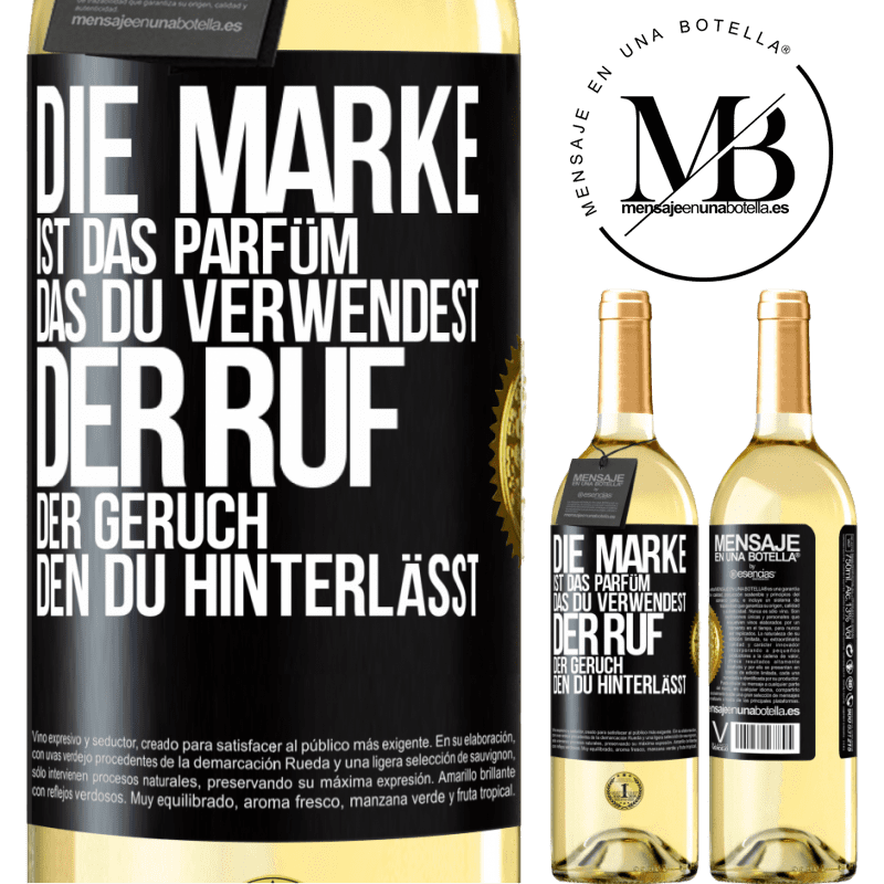 29,95 € Kostenloser Versand | Weißwein WHITE Ausgabe Die Marke ist das Parfüm, das du verwendest. Der Ruf der Geruch, den du hinterlässt Schwarzes Etikett. Anpassbares Etikett Junger Wein Ernte 2024 Verdejo