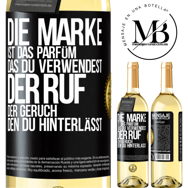 29,95 € Kostenloser Versand | Weißwein WHITE Ausgabe Die Marke ist das Parfüm, das du verwendest. Der Ruf der Geruch, den du hinterlässt Schwarzes Etikett. Anpassbares Etikett Junger Wein Ernte 2025 Verdejo