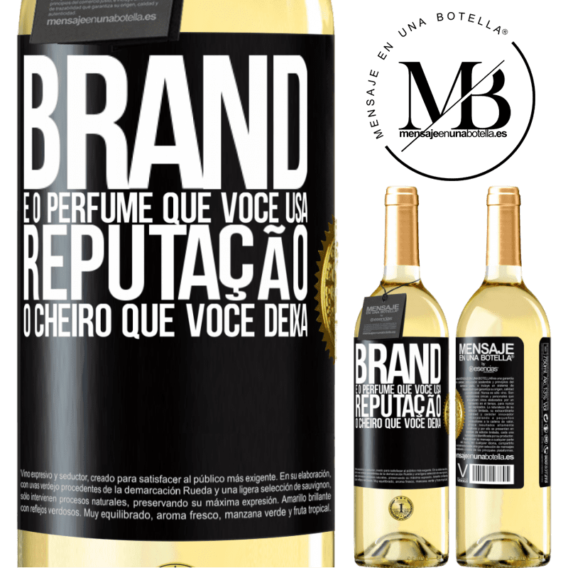 29,95 € Envio grátis | Vinho branco Edição WHITE Brand é o perfume que você usa. Reputação, o cheiro que você deixa Etiqueta Preta. Etiqueta personalizável Vinho jovem Colheita 2024 Verdejo