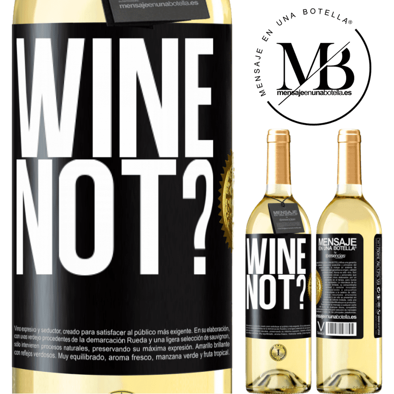 29,95 € Spedizione Gratuita | Vino bianco Edizione WHITE Wine not? Etichetta Nera. Etichetta personalizzabile Vino giovane Raccogliere 2023 Verdejo