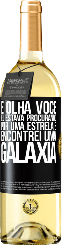 29,95 € | Vinho branco Edição WHITE E olha você, eu estava procurando por uma estrela e encontrei uma galáxia Etiqueta Preta. Etiqueta personalizável Vinho jovem Colheita 2023 Verdejo