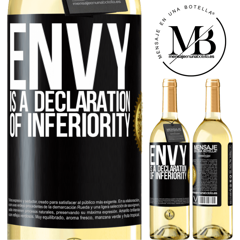 29,95 € Free Shipping | White Wine WHITE Edition Envy is a declaration of inferiority Black Label. Customizable label Young wine Harvest 2022 Verdejo