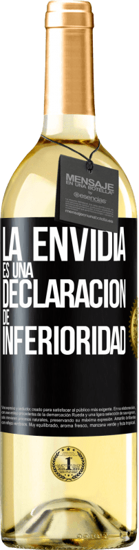 29,95 € Envío gratis | Vino Blanco Edición WHITE La envidia es una declaración de inferioridad Etiqueta Negra. Etiqueta personalizable Vino joven Cosecha 2023 Verdejo