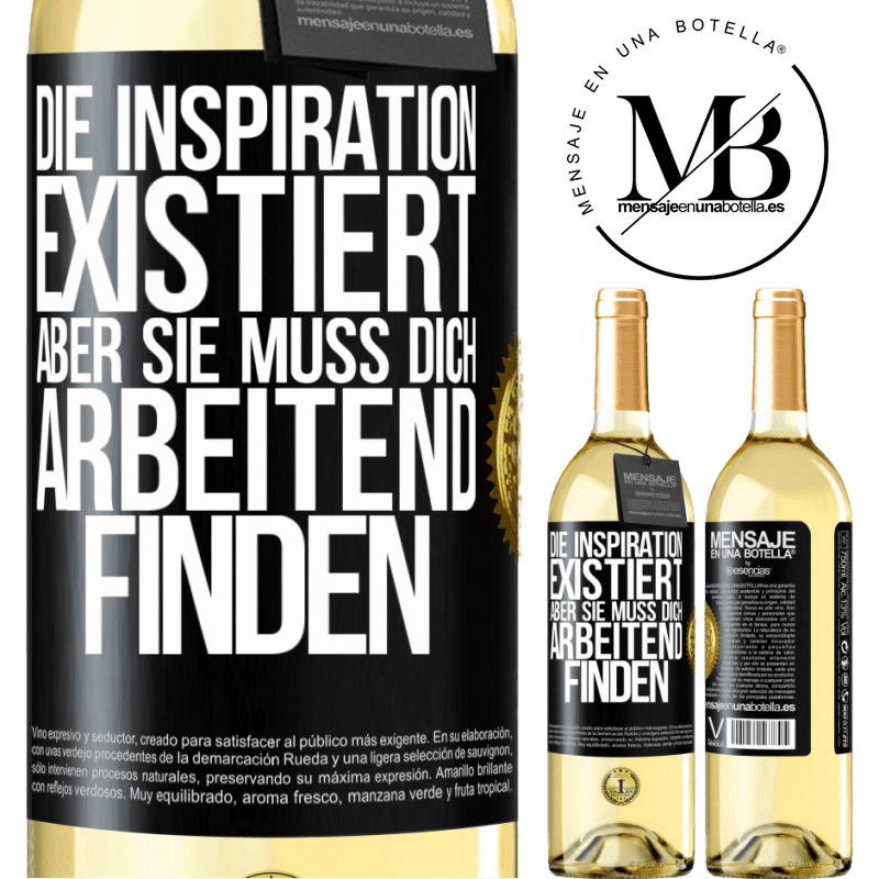 29,95 € Kostenloser Versand | Weißwein WHITE Ausgabe Die Inspiration existiert, aber sie muss dich arbeitend finden Schwarzes Etikett. Anpassbares Etikett Junger Wein Ernte 2024 Verdejo