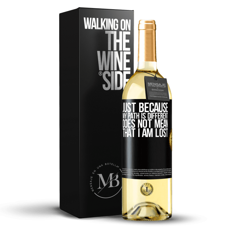 29,95 € Free Shipping | White Wine WHITE Edition Just because my path is different does not mean that I am lost Black Label. Customizable label Young wine Harvest 2023 Verdejo