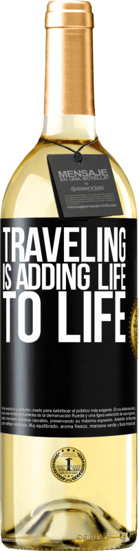 29,95 € Бесплатная доставка | Белое вино Издание WHITE Путешествие добавляет жизнь к жизни Черная метка. Настраиваемая этикетка Молодое вино Урожай 2023 Verdejo