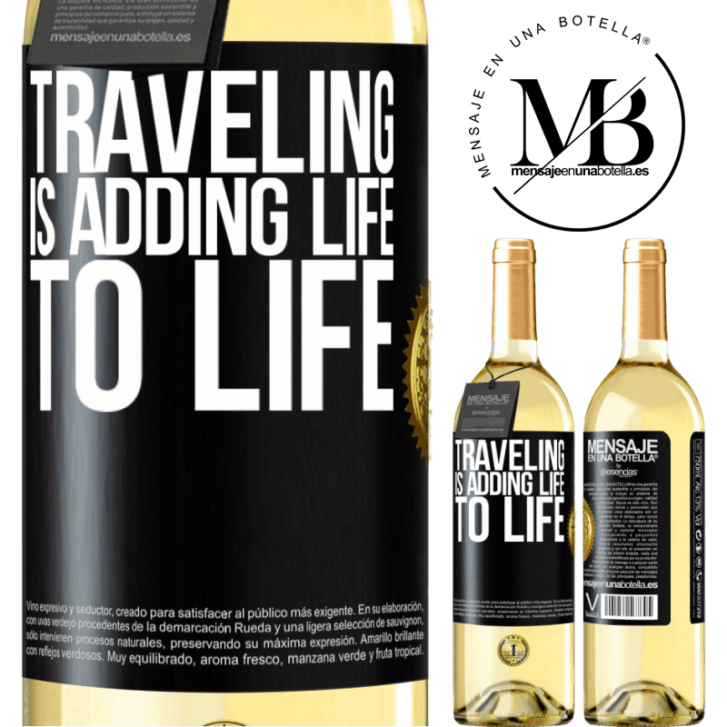 29,95 € Free Shipping | White Wine WHITE Edition Traveling is adding life to life Black Label. Customizable label Young wine Harvest 2022 Verdejo