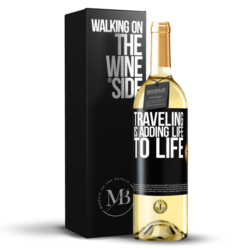 29,95 € Free Shipping | White Wine WHITE Edition Traveling is adding life to life Black Label. Customizable label Young wine Harvest 2023 Verdejo