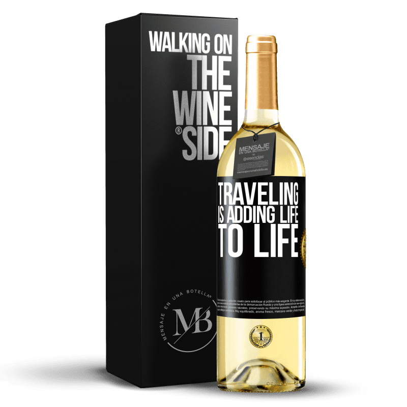 29,95 € Free Shipping | White Wine WHITE Edition Traveling is adding life to life Black Label. Customizable label Young wine Harvest 2025 Verdejo